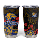 West Coast Eagles ANZAC Day Tumbler Cup Indigenous Dot Art with Poppy Flower Tribute
