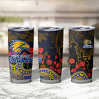 West Coast Eagles ANZAC Day Tumbler Cup Indigenous Dot Art with Poppy Flower Tribute