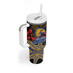 West Coast Eagles ANZAC Day Tumbler With Handle Indigenous Dot Art with Poppy Flower Tribute