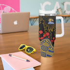 West Coast Eagles ANZAC Day Tumbler With Handle Indigenous Dot Art with Poppy Flower Tribute