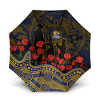 West Coast Eagles ANZAC Day Umbrella Indigenous Dot Art with Poppy Flower Tribute