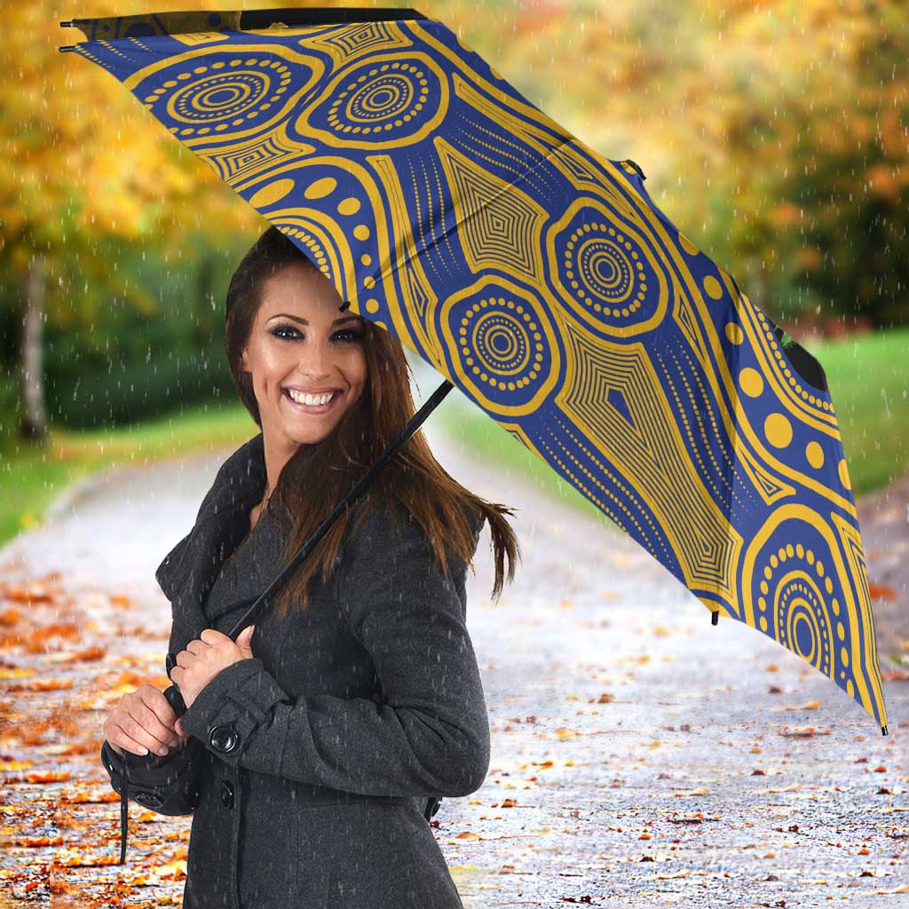 West Coast Eagles ANZAC Day Umbrella Indigenous Dot Art with Poppy Flower Tribute