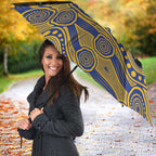 West Coast Eagles ANZAC Day Umbrella Indigenous Dot Art with Poppy Flower Tribute