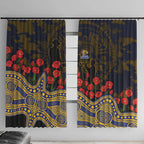 West Coast Eagles ANZAC Day Window Curtain Indigenous Dot Art with Poppy Flower Tribute