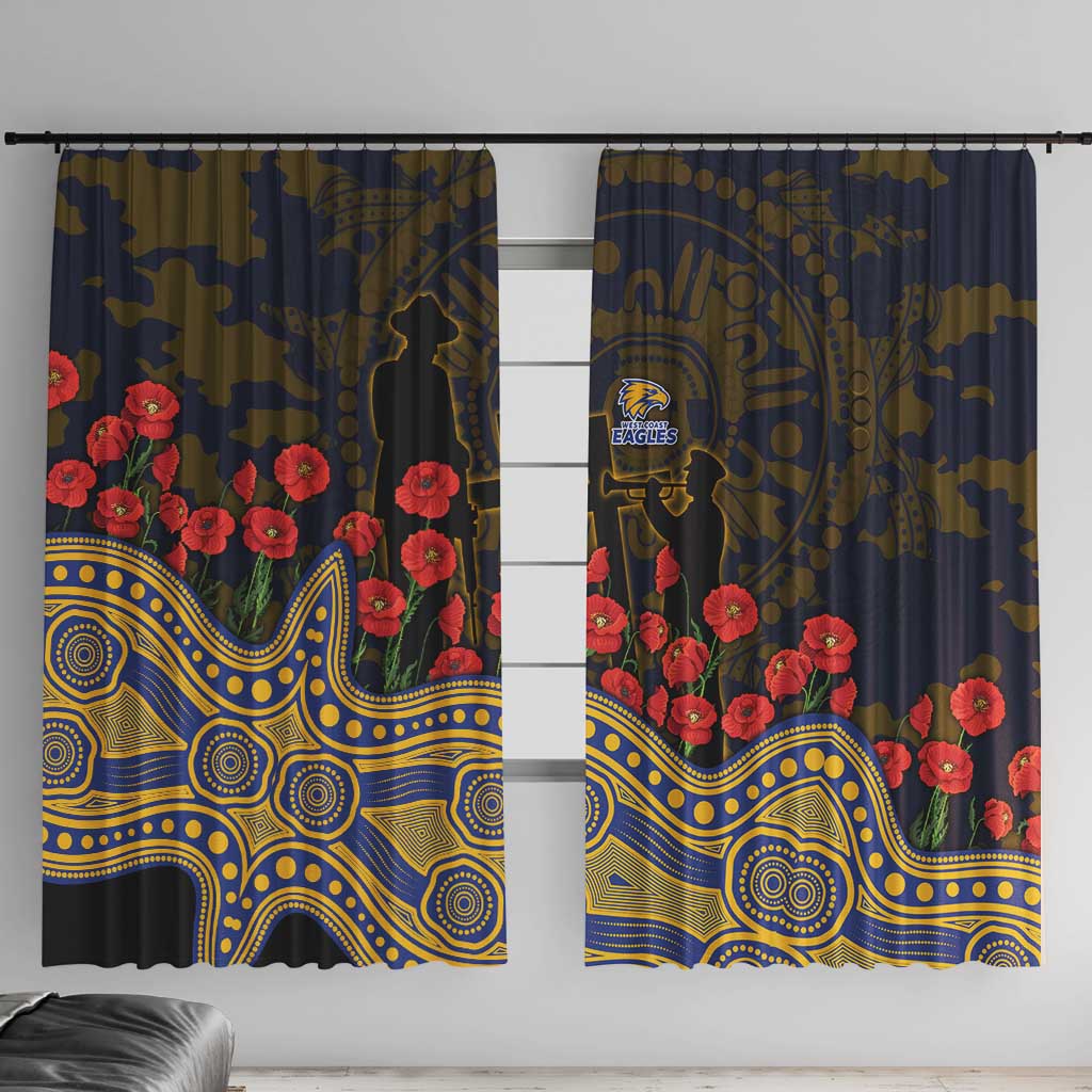West Coast Eagles ANZAC Day Window Curtain Indigenous Dot Art with Poppy Flower Tribute