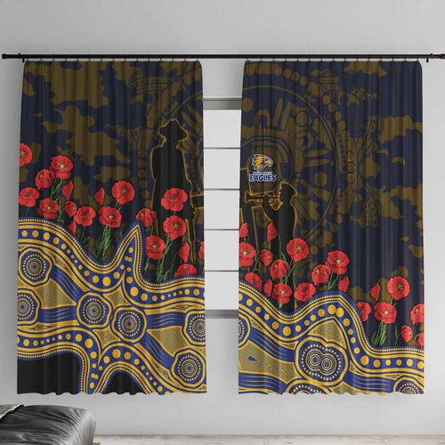 West Coast Eagles ANZAC Day Window Curtain Indigenous Dot Art with Poppy Flower Tribute