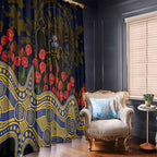 West Coast Eagles ANZAC Day Window Curtain Indigenous Dot Art with Poppy Flower Tribute