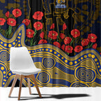 West Coast Eagles ANZAC Day Window Curtain Indigenous Dot Art with Poppy Flower Tribute