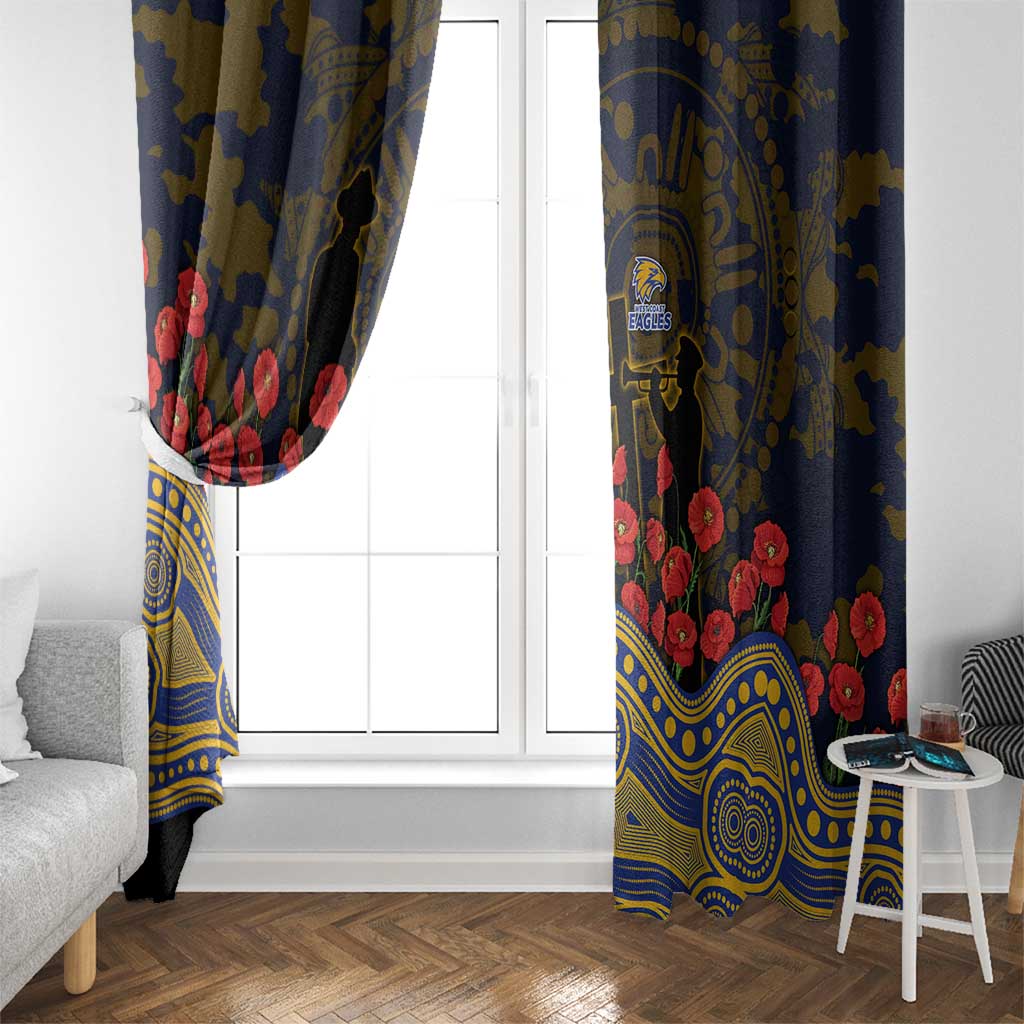 West Coast Eagles ANZAC Day Window Curtain Indigenous Dot Art with Poppy Flower Tribute