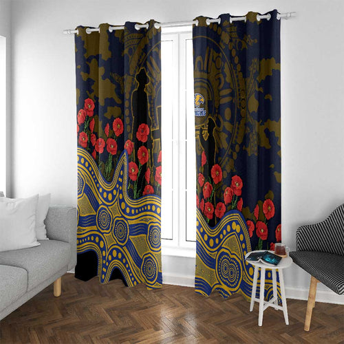 West Coast Eagles ANZAC Day Window Curtain Indigenous Dot Art with Poppy Flower Tribute