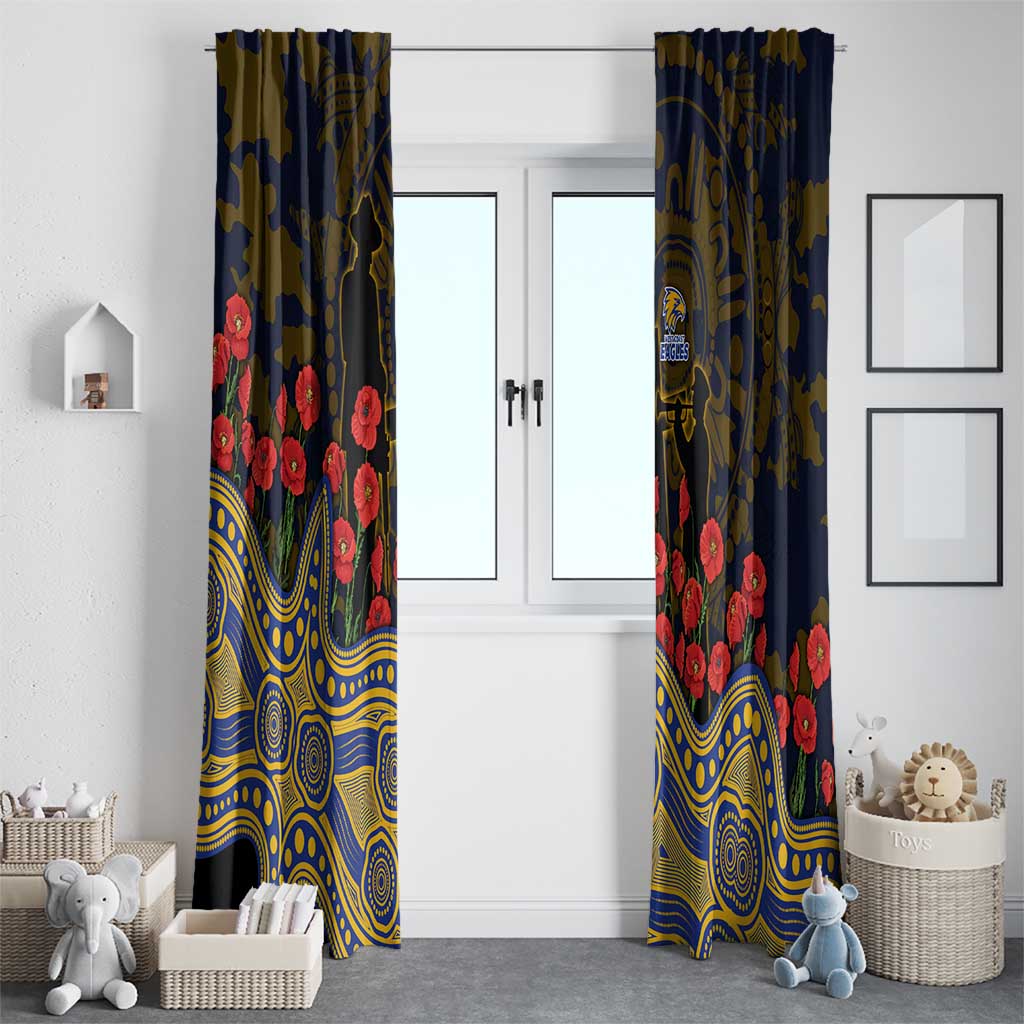 West Coast Eagles ANZAC Day Window Curtain Indigenous Dot Art with Poppy Flower Tribute