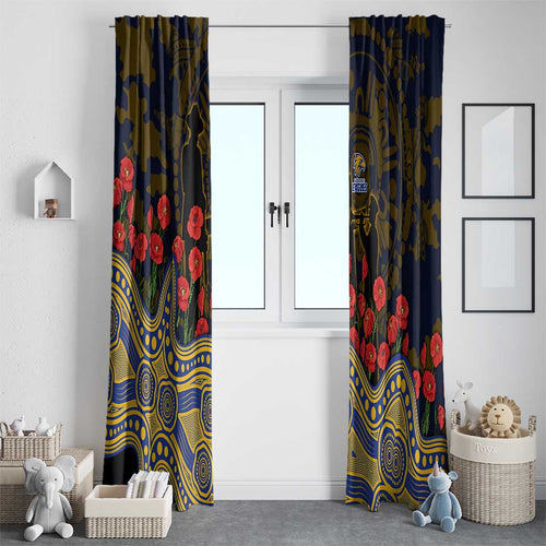 West Coast Eagles ANZAC Day Window Curtain Indigenous Dot Art with Poppy Flower Tribute