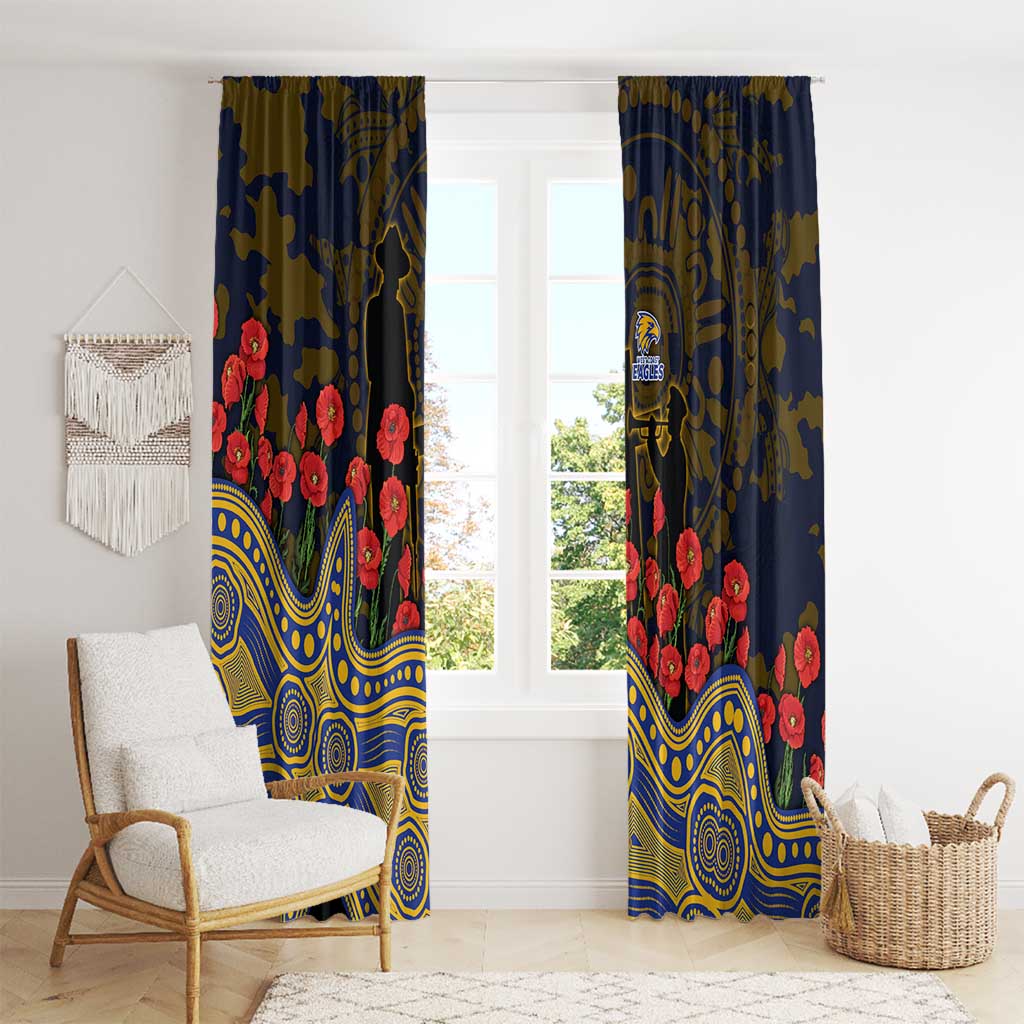 West Coast Eagles ANZAC Day Window Curtain Indigenous Dot Art with Poppy Flower Tribute