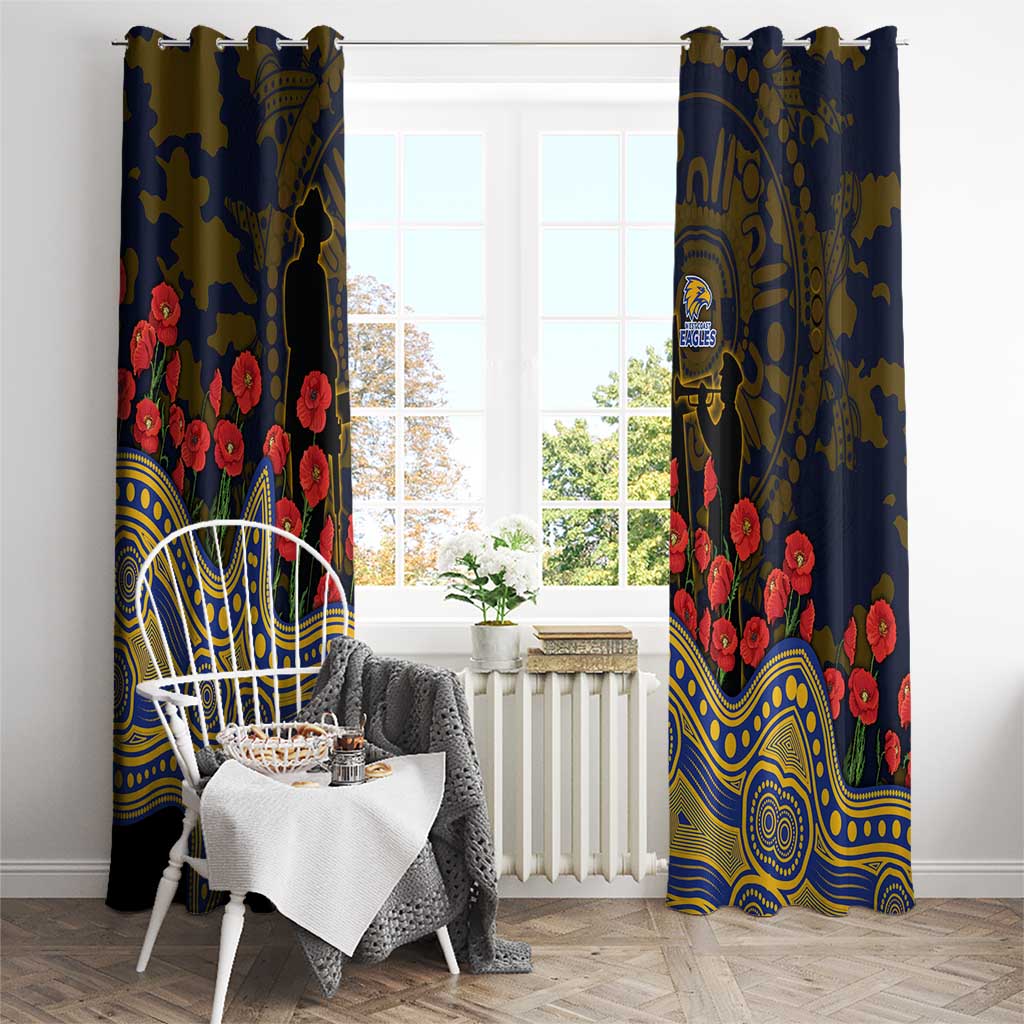 West Coast Eagles ANZAC Day Window Curtain Indigenous Dot Art with Poppy Flower Tribute