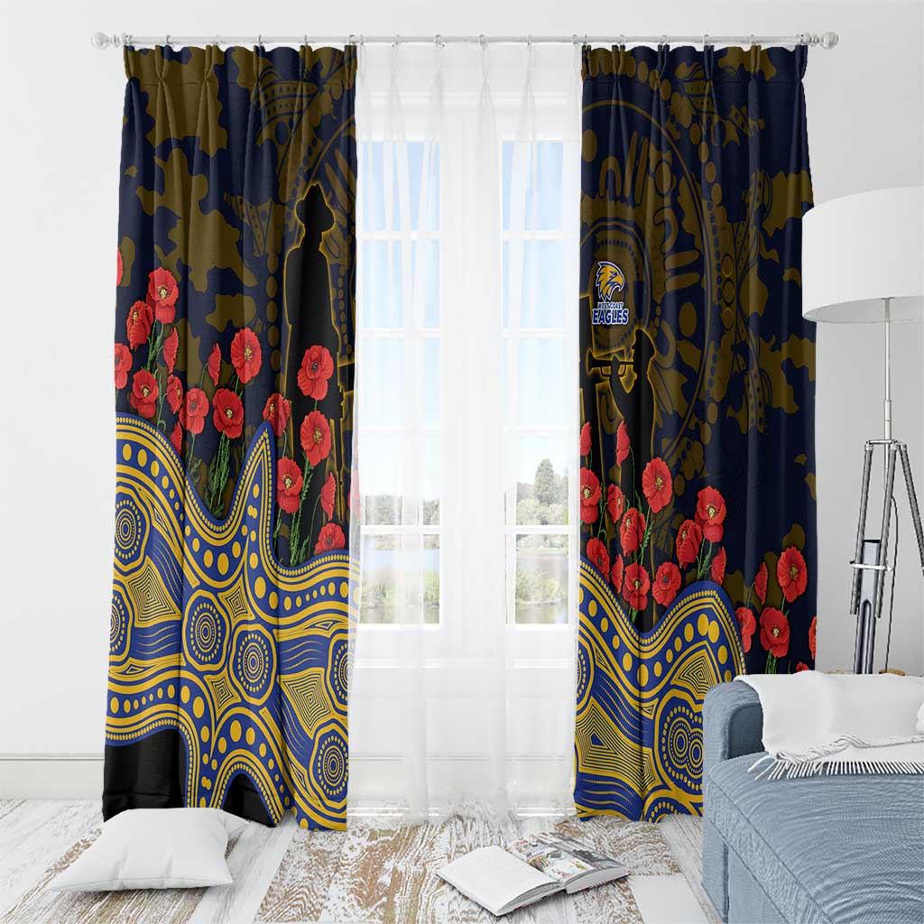 West Coast Eagles ANZAC Day Window Curtain Indigenous Dot Art with Poppy Flower Tribute