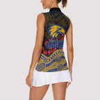 West Coast Eagles ANZAC Day Women Sleeveless Polo Shirt Indigenous Dot Art with Poppy Flower Tribute