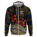 West Coast Eagles ANZAC Day Zip Hoodie Indigenous Dot Art with Poppy Flower Tribute