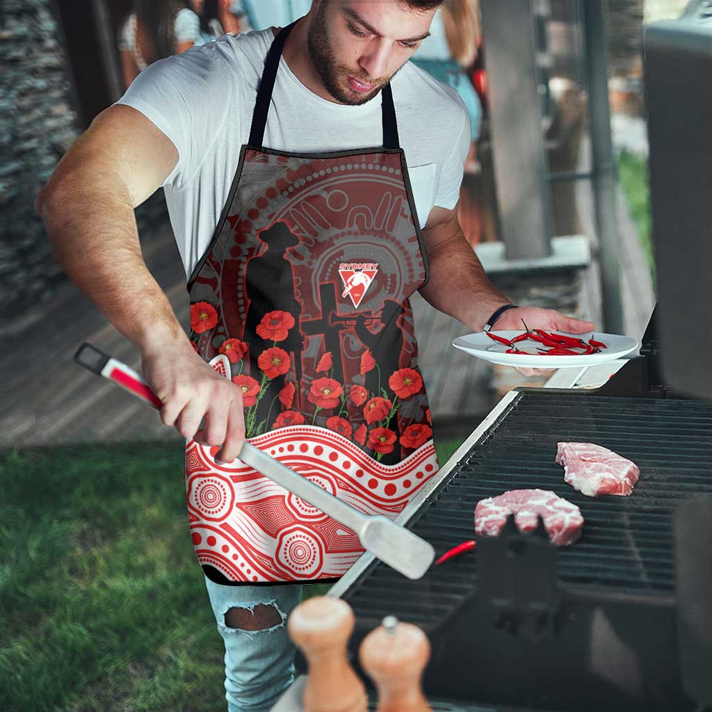 Sydney Swans ANZAC Day Apron Indigenous Dot Art with Poppy Flower Tribute