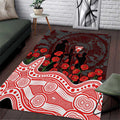 Sydney Swans ANZAC Day Area Rug Indigenous Dot Art with Poppy Flower Tribute
