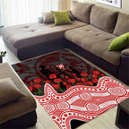 Sydney Swans ANZAC Day Area Rug Indigenous Dot Art with Poppy Flower Tribute
