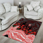 Sydney Swans ANZAC Day Area Rug Indigenous Dot Art with Poppy Flower Tribute