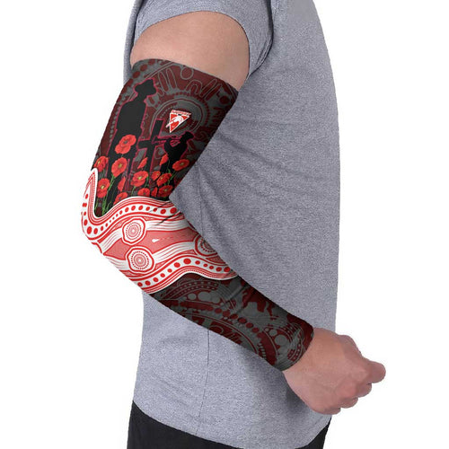 Sydney Swans ANZAC Day Arm Sleeves Indigenous Dot Art with Poppy Flower Tribute