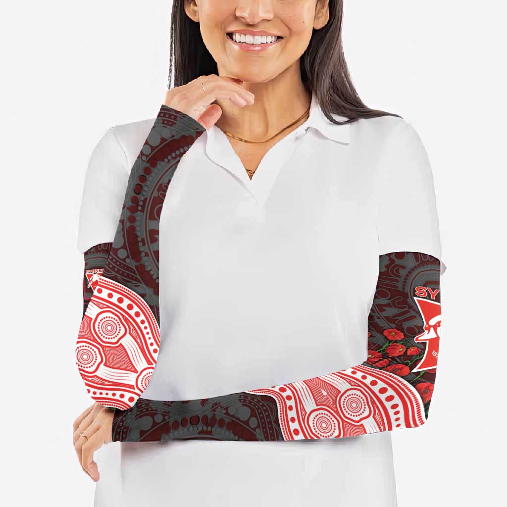 Sydney Swans ANZAC Day Arm Sleeves Indigenous Dot Art with Poppy Flower Tribute