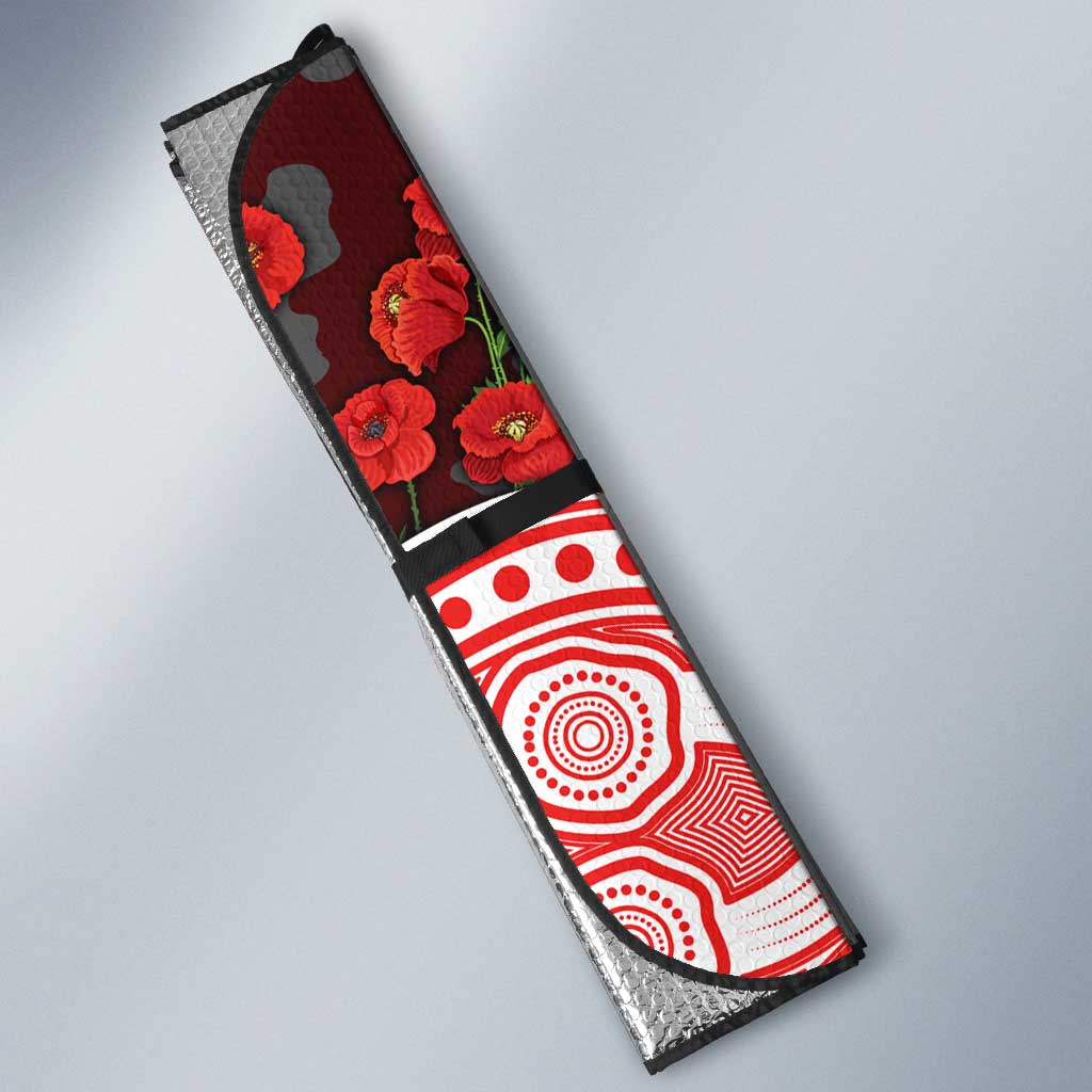 Sydney Swans ANZAC Day Auto Sun Shade Indigenous Dot Art with Poppy Flower Tribute