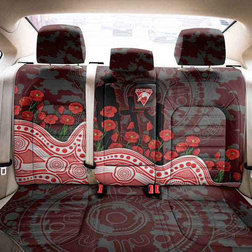 Sydney Swans ANZAC Day Back Car Seat Cover Indigenous Dot Art with Poppy Flower Tribute