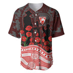 Sydney Swans ANZAC Day Baseball Jersey Indigenous Dot Art with Poppy Flower Tribute