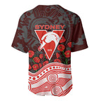 Sydney Swans ANZAC Day Baseball Jersey Indigenous Dot Art with Poppy Flower Tribute
