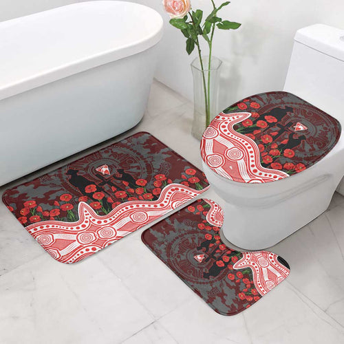 Sydney Swans ANZAC Day Bathroom Set Indigenous Dot Art with Poppy Flower Tribute