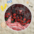 Sydney Swans ANZAC Day Beach Blanket Indigenous Dot Art with Poppy Flower Tribute