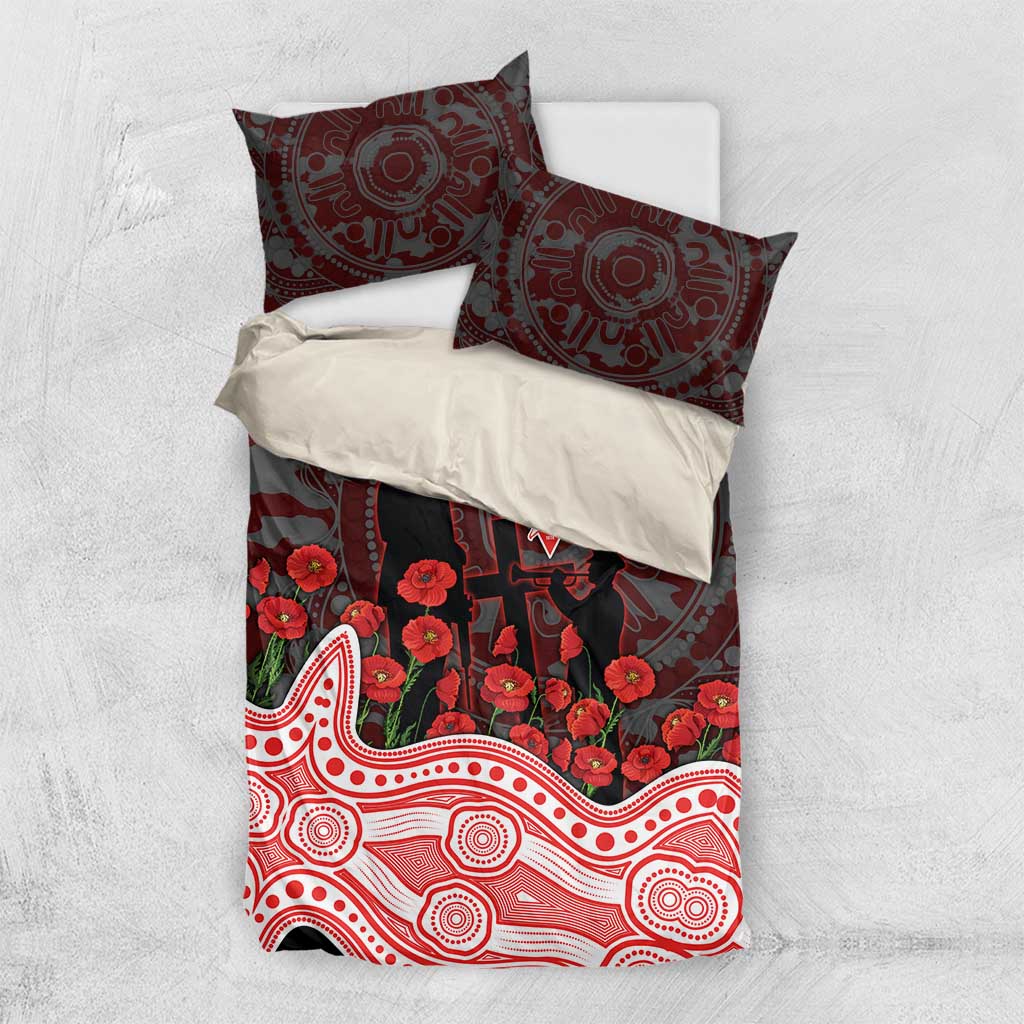 Sydney Swans ANZAC Day Bedding Set Indigenous Dot Art with Poppy Flower Tribute