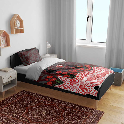 Sydney Swans ANZAC Day Bedding Set Indigenous Dot Art with Poppy Flower Tribute