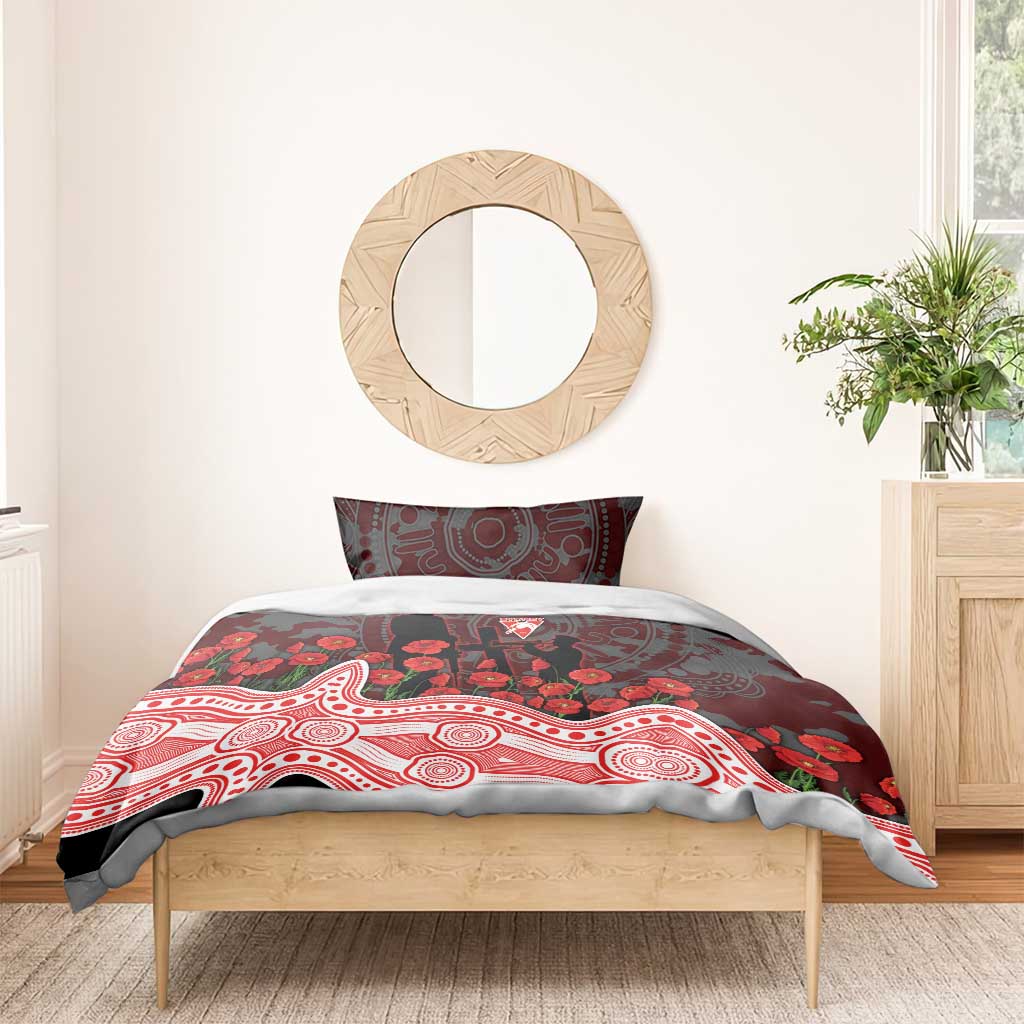 Sydney Swans ANZAC Day Bedding Set Indigenous Dot Art with Poppy Flower Tribute