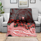 Sydney Swans ANZAC Day Blanket Indigenous Dot Art with Poppy Flower Tribute