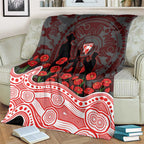 Sydney Swans ANZAC Day Blanket Indigenous Dot Art with Poppy Flower Tribute