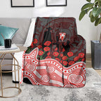 Sydney Swans ANZAC Day Blanket Indigenous Dot Art with Poppy Flower Tribute