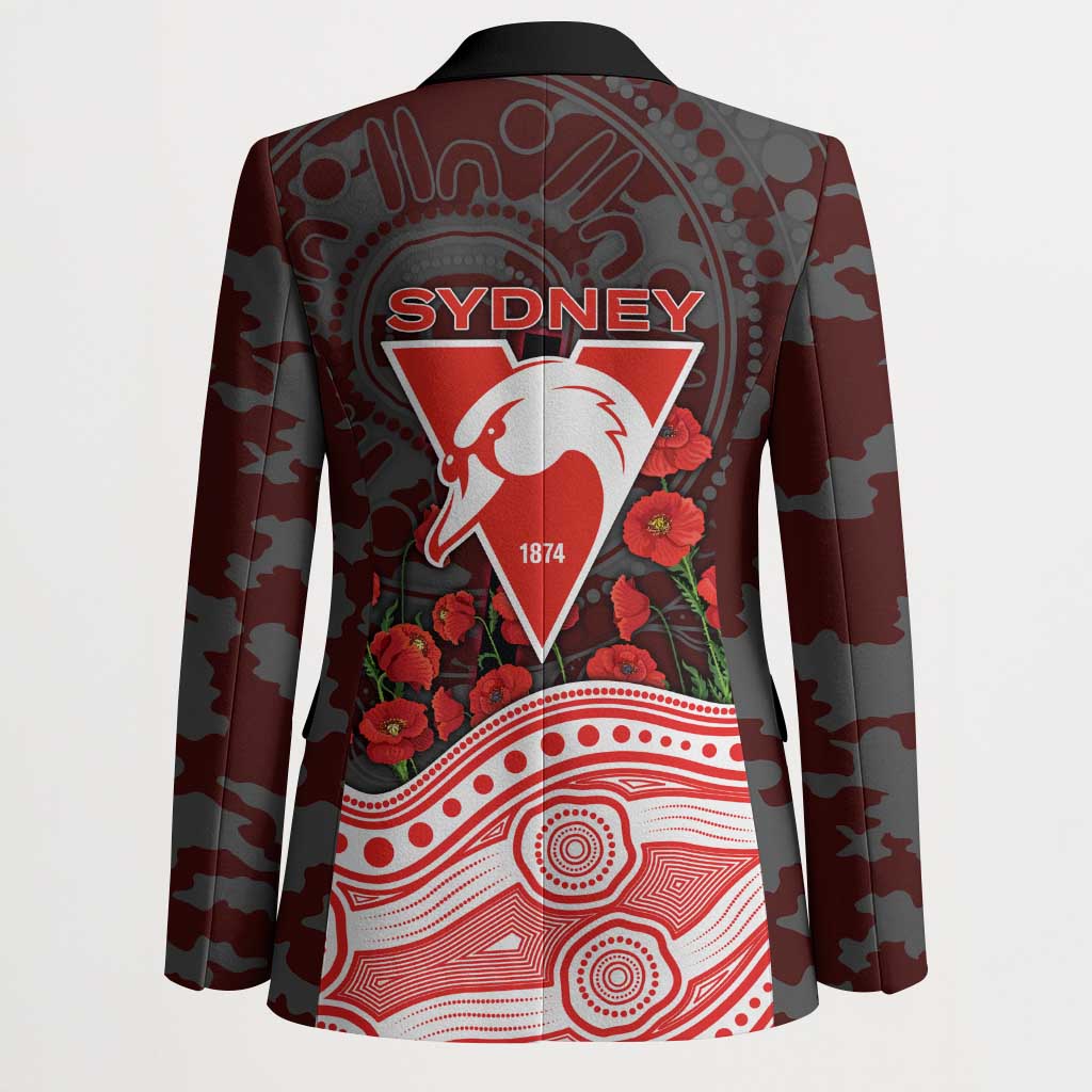 Sydney Swans ANZAC Day Blazer Indigenous Dot Art with Poppy Flower Tribute