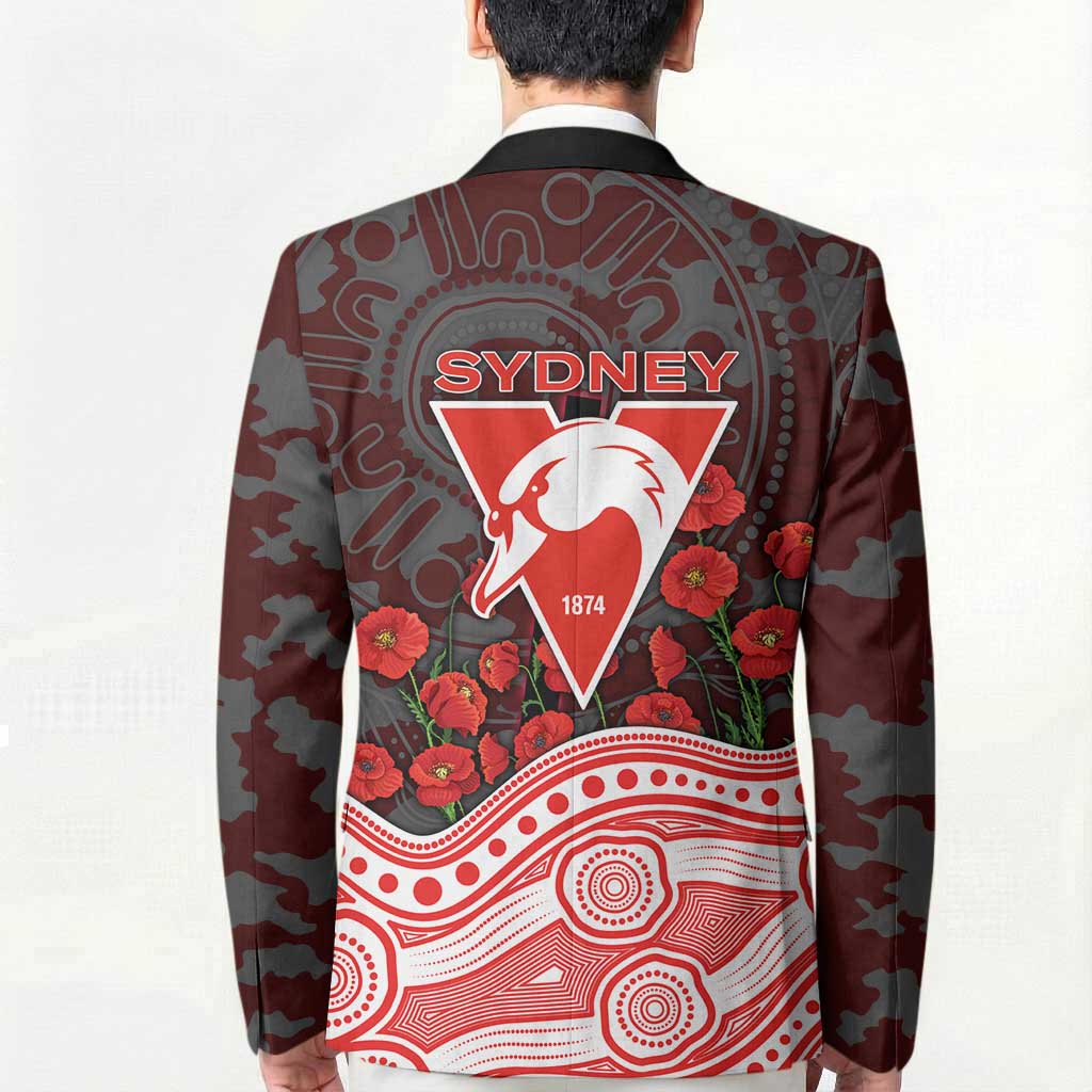 Sydney Swans ANZAC Day Blazer Indigenous Dot Art with Poppy Flower Tribute