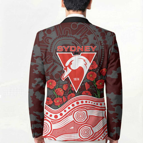 Sydney Swans ANZAC Day Blazer Indigenous Dot Art with Poppy Flower Tribute