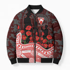 Sydney Swans ANZAC Day Bomber Puffer Jacket Indigenous Dot Art with Poppy Flower Tribute