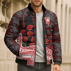 Sydney Swans ANZAC Day Bomber Puffer Jacket Indigenous Dot Art with Poppy Flower Tribute