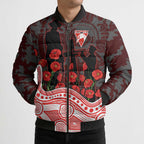 Sydney Swans ANZAC Day Bomber Puffer Jacket Indigenous Dot Art with Poppy Flower Tribute