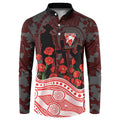 Sydney Swans ANZAC Day Button Sweatshirt Indigenous Dot Art with Poppy Flower Tribute