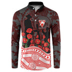 Sydney Swans ANZAC Day Button Sweatshirt Indigenous Dot Art with Poppy Flower Tribute