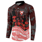 Sydney Swans ANZAC Day Button Sweatshirt Indigenous Dot Art with Poppy Flower Tribute