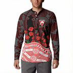 Sydney Swans ANZAC Day Button Sweatshirt Indigenous Dot Art with Poppy Flower Tribute