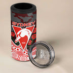 Sydney Swans ANZAC Day 4 in 1 Can Cooler Tumbler Indigenous Dot Art with Poppy Flower Tribute
